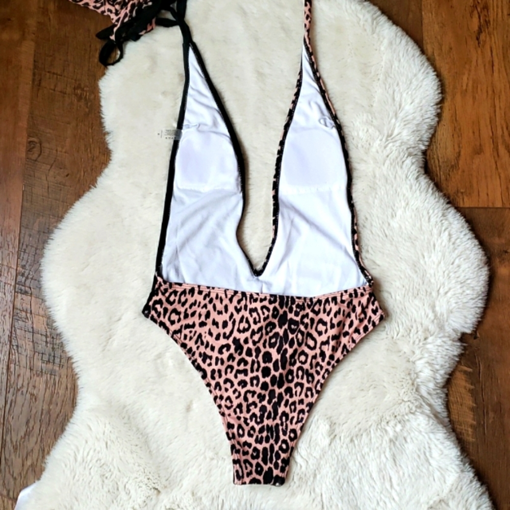 New Sexy Leopard Print Multi Wrap Onepiece Swim - Picture 6 of 6